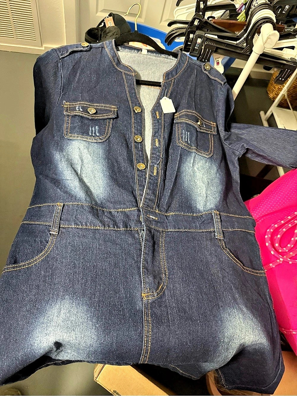 Denim Utility Romper Blue Size XXXL NWT